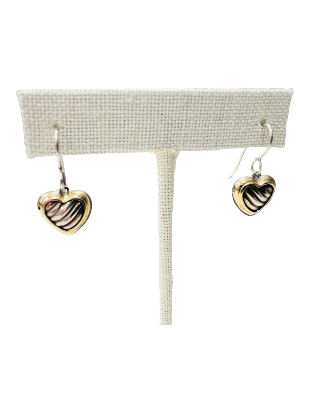 David Yurman Cable Heart Drop Earrings Sterling Silver 18K Gold 925 - Picture 6 of 6